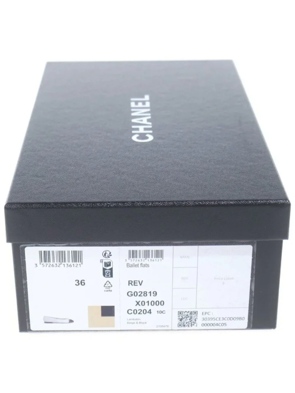 Chanel CC Logo Ballerina Flat Shoes Pumps Lambskin Leather Beige Black